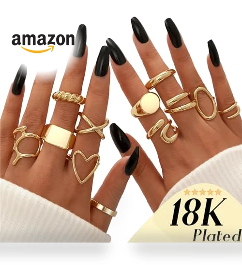 Gold Stackable Rings Set for Women — Stacking, FAXHION