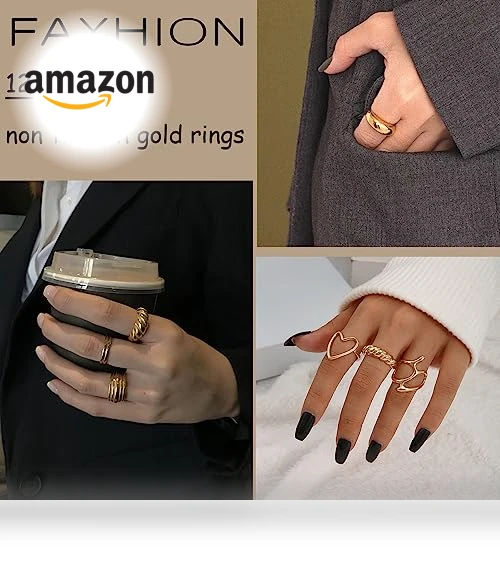 Gold Stackable Rings Set for Women — Stacking, FAXHION