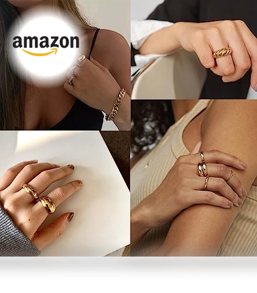 Gold Stackable Rings Set for Women — Stacking, FAXHION
