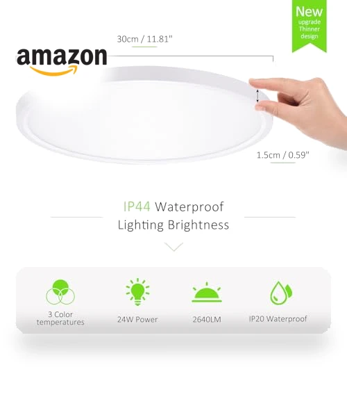LED Flush Mount Ceiling Light — Close To Ceiling, LUMLLSAJI