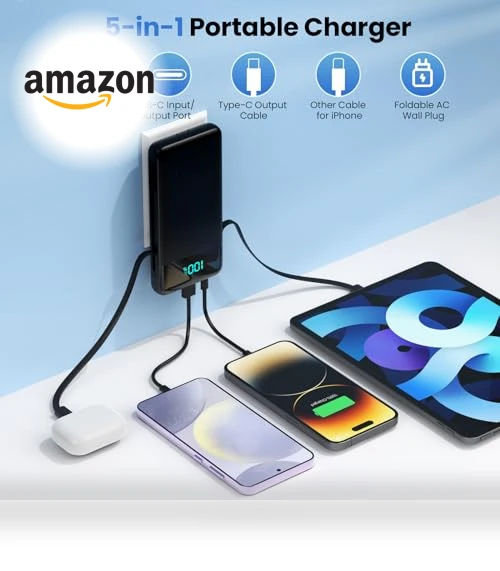 Portable Charger with Built-in Cables and Wall Plug — Charging Solutions, Dongguan Haoxun Electronic Technology Co., Ltd