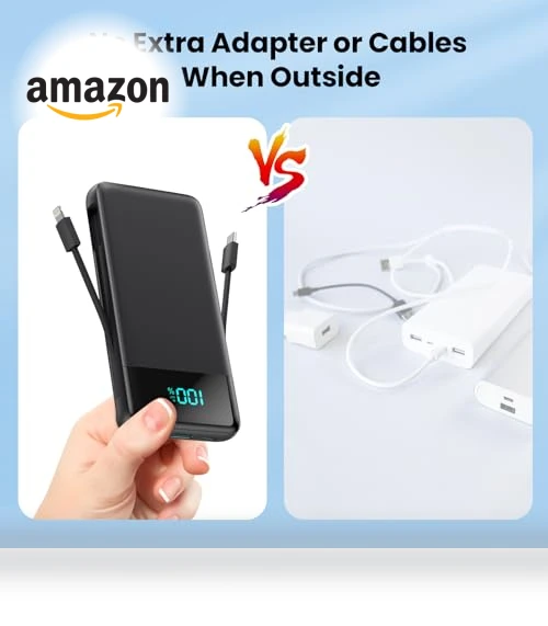 Portable Charger with Built-in Cables and Wall Plug — Charging Solutions, Dongguan Haoxun Electronic Technology Co., Ltd