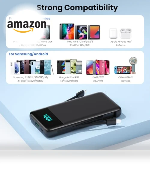 Portable Charger with Built-in Cables and Wall Plug — Charging Solutions, Dongguan Haoxun Electronic Technology Co., Ltd