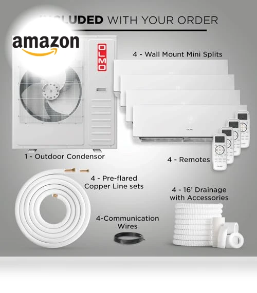 Quad Zone Wall Mount Ductless Mini Split A/C and Heater — Split-System, OLMO