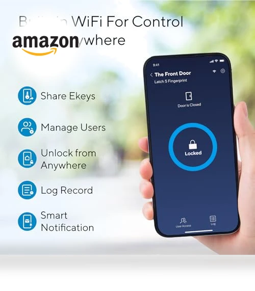 Smart Lock with Built-in WiFi and Fingerprint Access — Keyless Entry, ULTRALOQ
