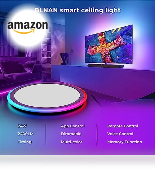 Smart RGB LED Flush Mount Ceiling Light — LED, BLNAN