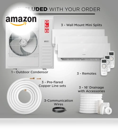 Tri Zone Wall Mount Ductless Mini Split A/C and Heater — Split-System, OLMO