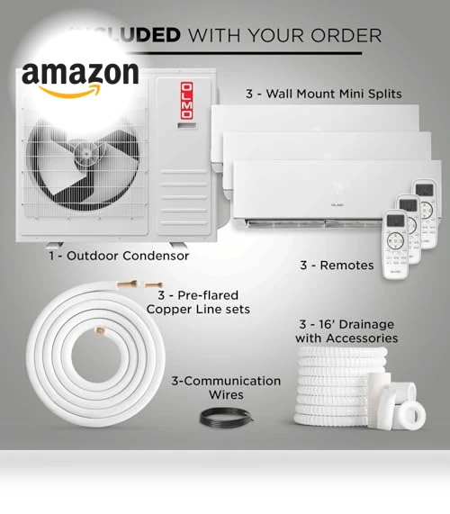 Tri Zone Wall Mount Ductless Mini Split A/C and Heater — Split-System, OLMO