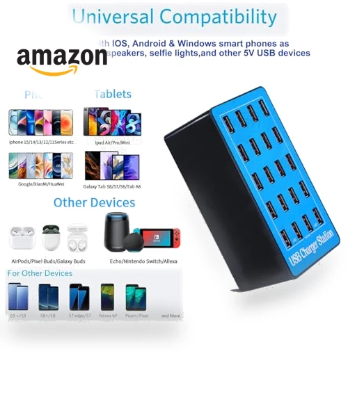 20-Port 100W/20A Multi-USB Charger Station — Chargers & Adapters, MaxLax