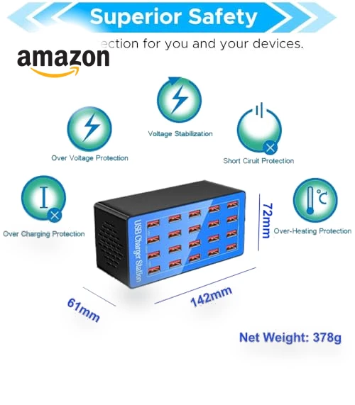 20-Port 100W/20A Multi-USB Charger Station — Chargers & Adapters, MaxLax