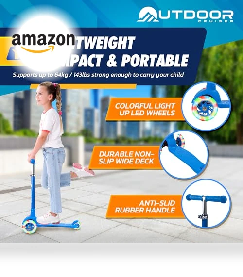 3-Wheel Kids Scooter with Lean-to-Steer Technology — Balance Bikes, OutdoorCruiser