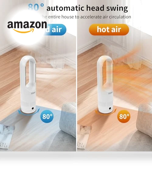 All Season Bladeless Fan and Heater Combo — Portable Cooling Solutions, Hiluce