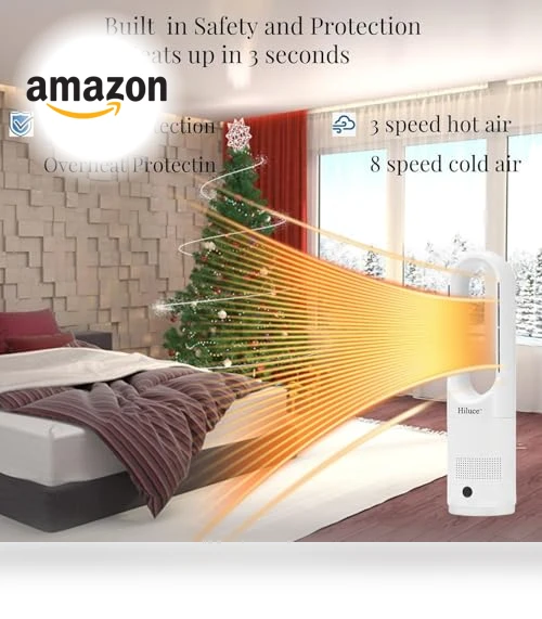 All Season Bladeless Fan and Heater Combo — Portable Cooling Solutions, Hiluce