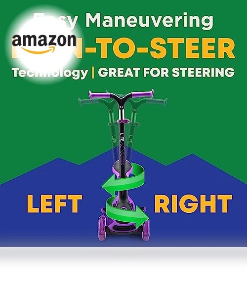 Foldable Seat Kids Scooter with LED Wheel Lights — Push Scooters, Lifemaster