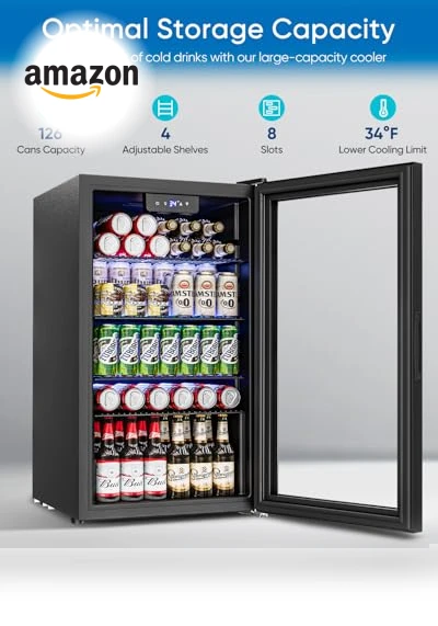 Mini Fridge with Glass Door — Mini Fridges, Feelfunn