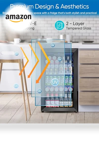 Mini Fridge with Glass Door — Mini Fridges, Feelfunn