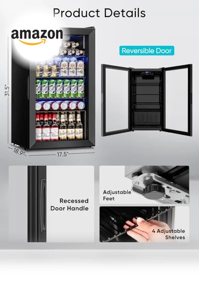 Mini Fridge with Glass Door — Mini Fridges, Feelfunn