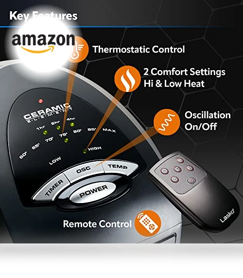 Oscillating Ceramic Tower Space Heater — Home Climate Control, Lasko