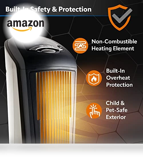 Oscillating Ceramic Tower Space Heater — Home Climate Control, Lasko