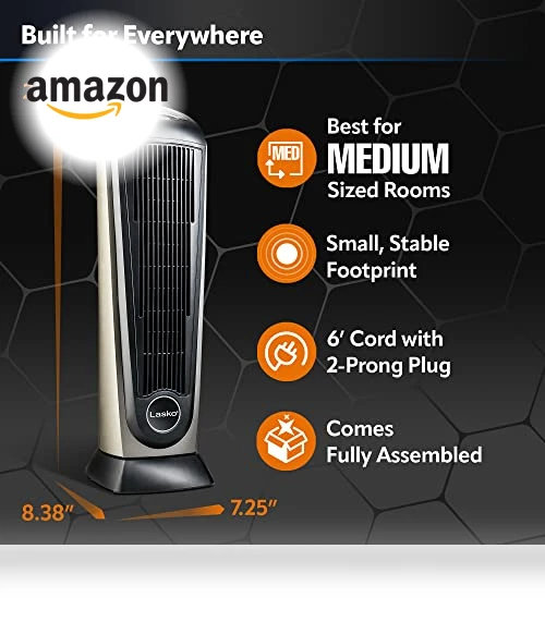 Oscillating Ceramic Tower Space Heater — Home Climate Control, Lasko