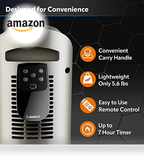 Oscillating Ceramic Tower Space Heater — Home Climate Control, Lasko