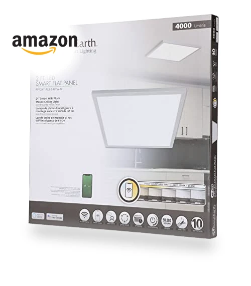 Smart Direct Wire LED Flat Panel Ceiling Light Fixture — Overhead Lighting, Good Earth Lighting
