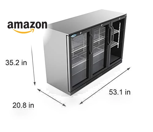 3 Door Back Bar Cooler Counter Height Glass Door Refrigerator — Drink Coolers, KoolMore