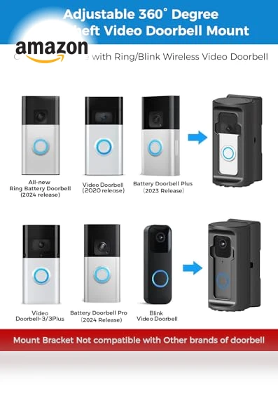 Adjustable 360° Degree Anti-Theft Video Doorbell Mount — Dashboard Installation Kits, ZHANDEYUA