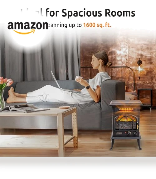 Electric Fireplace Space Heater with Flame Effect — Portable Heating Solutions, EZ-HEAT