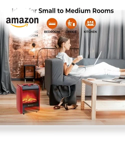 Electric Mini Fireplace Space Heater — Portable Heating Solutions, Comfort Zone