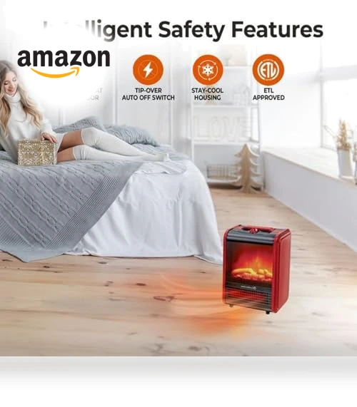 Electric Mini Fireplace Space Heater — Portable Heating Solutions, Comfort Zone