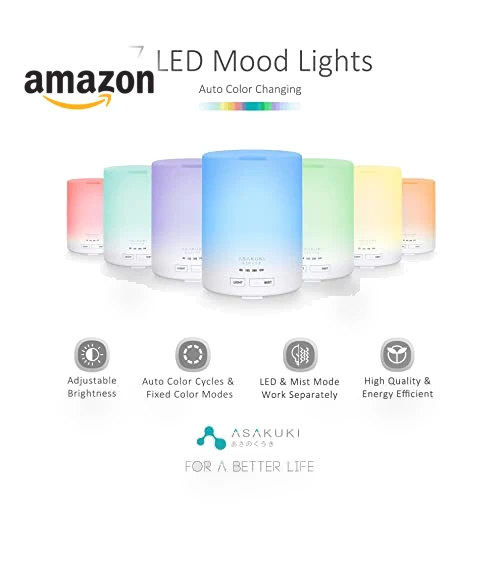 Essential Oil Diffuser with Humidifier and LED Light — Diffusers, ASAKUKI