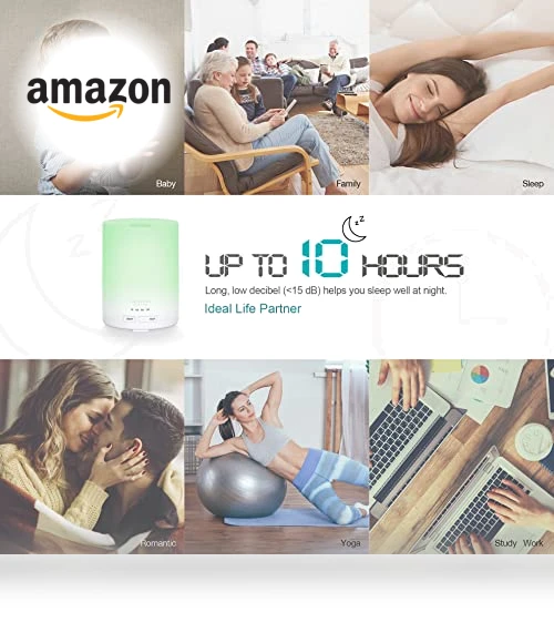 Essential Oil Diffuser with Humidifier and LED Light — Diffusers, ASAKUKI