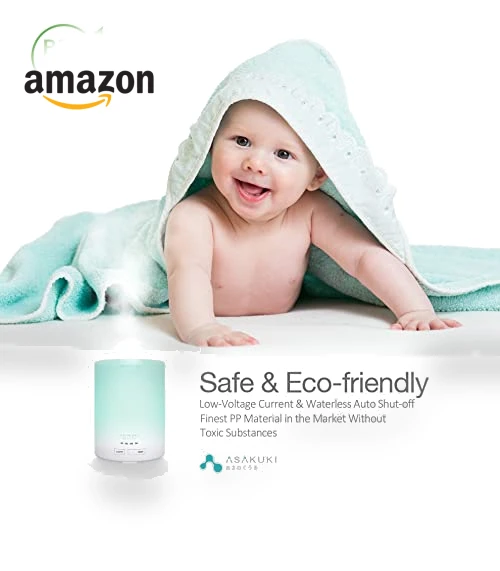 Essential Oil Diffuser with Humidifier and LED Light — Diffusers, ASAKUKI