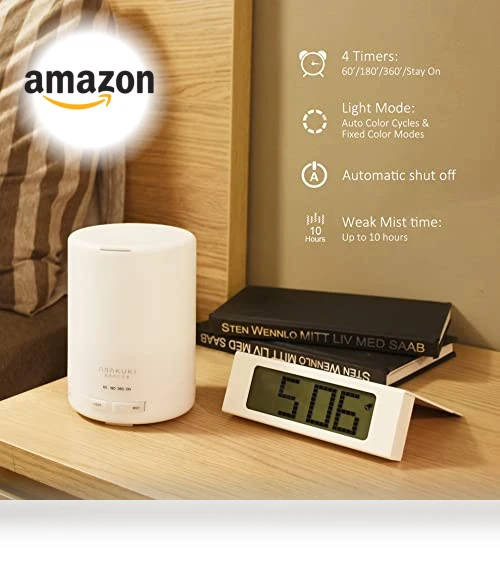 Essential Oil Diffuser with Humidifier and LED Light — Diffusers, ASAKUKI