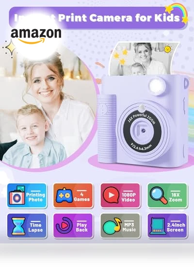 Instant Print Digital Camera for Kids — Instant, FKATEEN