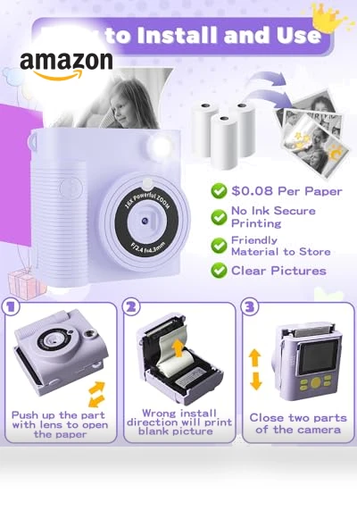 Instant Print Digital Camera for Kids — Instant, FKATEEN
