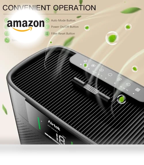 Large Room Air Purifier with Air Quality Monitor — HEPA Air Purifiers, AIRTOK