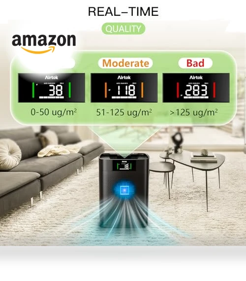 Large Room Air Purifier with Air Quality Monitor — HEPA Air Purifiers, AIRTOK