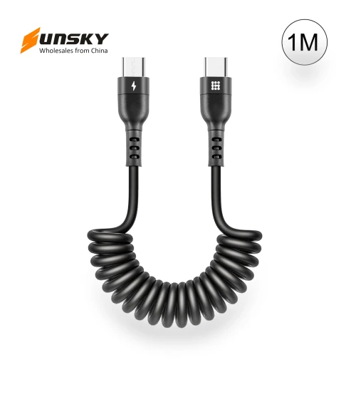 Retractable Coiled PD Fast Charging Cable — Cables, HAWEEL