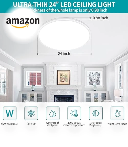 Round LED Ceiling Light Fixture — Overhead Lighting, Glowall
