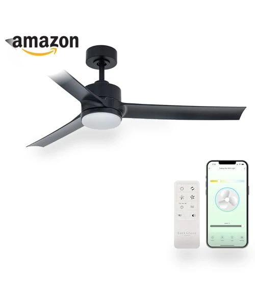 Smart Indoor and Outdoor Ceiling Fan with LED Light Kit — Ceiling Fan Wall Controls, East Grove Home