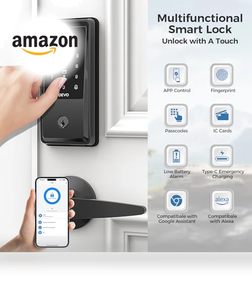 Smart Lock with Fingerprint Keyless Entry — Keyless Entry, Devo