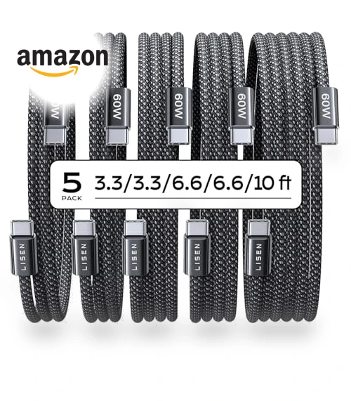 USB C to USB C Cable 5-Pack — Cables, LISEN
