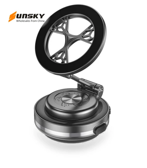 Adjustable Folding Rotating Car Stand Vacuum Suction Cup Magnetic Phone Holder — Vehicle Phone Holders