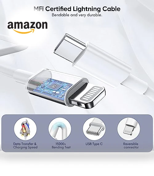Dual USB C Charger Block with Lightning Cable — Lightning, Shenzhen Jiaxingyuan Technology Co., Ltd.