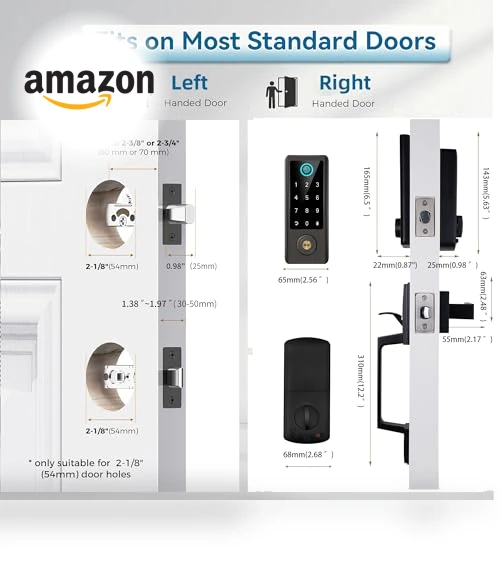 Fingerprint Door Lock with Handle Sets — Keyless Entry, BEBASIA