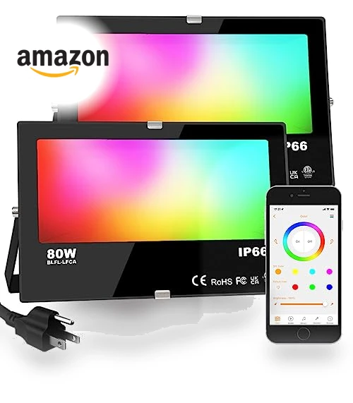LED Flood Light 80W, Outdoor RGB Color Changing, Smart Floodlights RGBW — Outdoor Security & Flood Lighting, ILC
