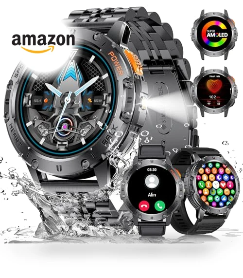 Military Smart Watch with LED Flashlight — Smartwatches, ESFOE