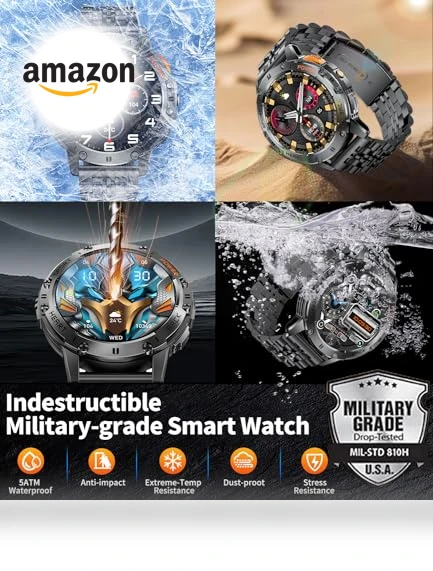 Military Smart Watch with LED Flashlight — Smartwatches, ESFOE
